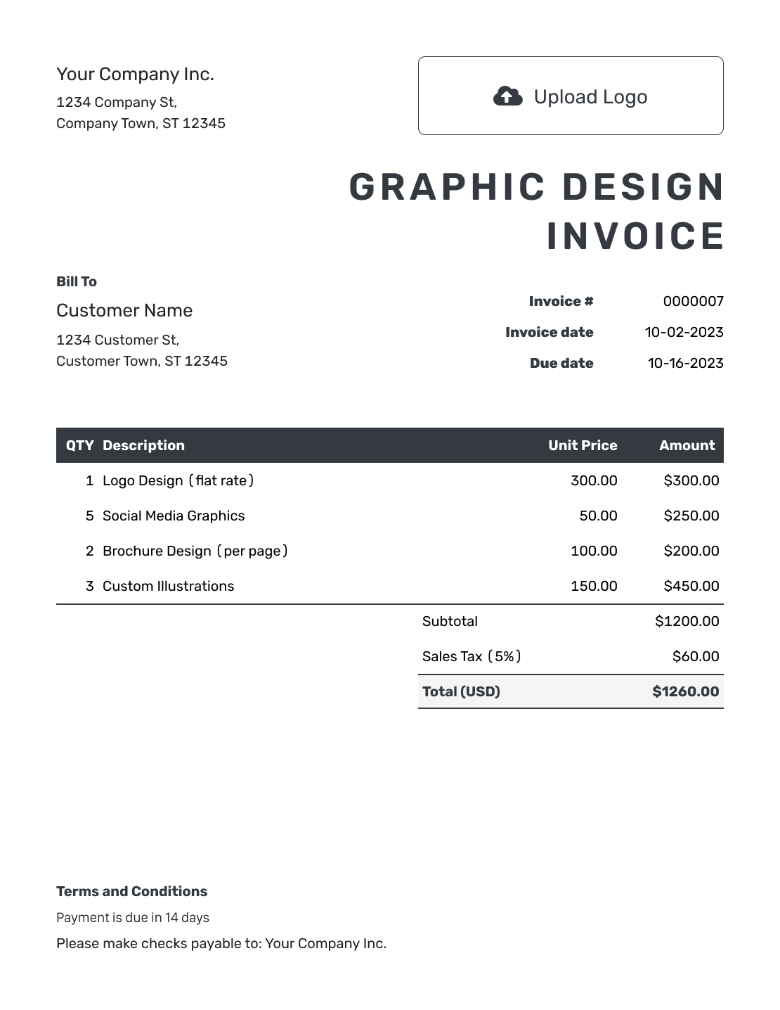 Hourly Graphic Design Invoice Template