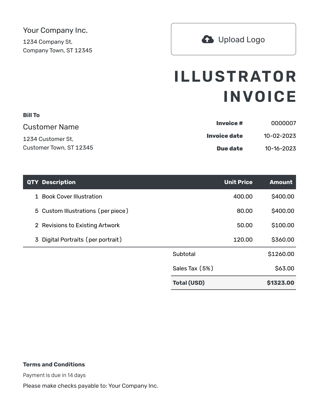 Hourly Illustrator Invoice Template