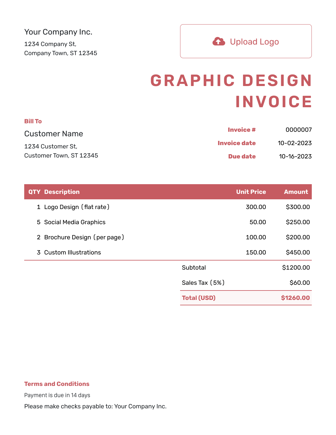 Itemized Graphic Design Invoice Template