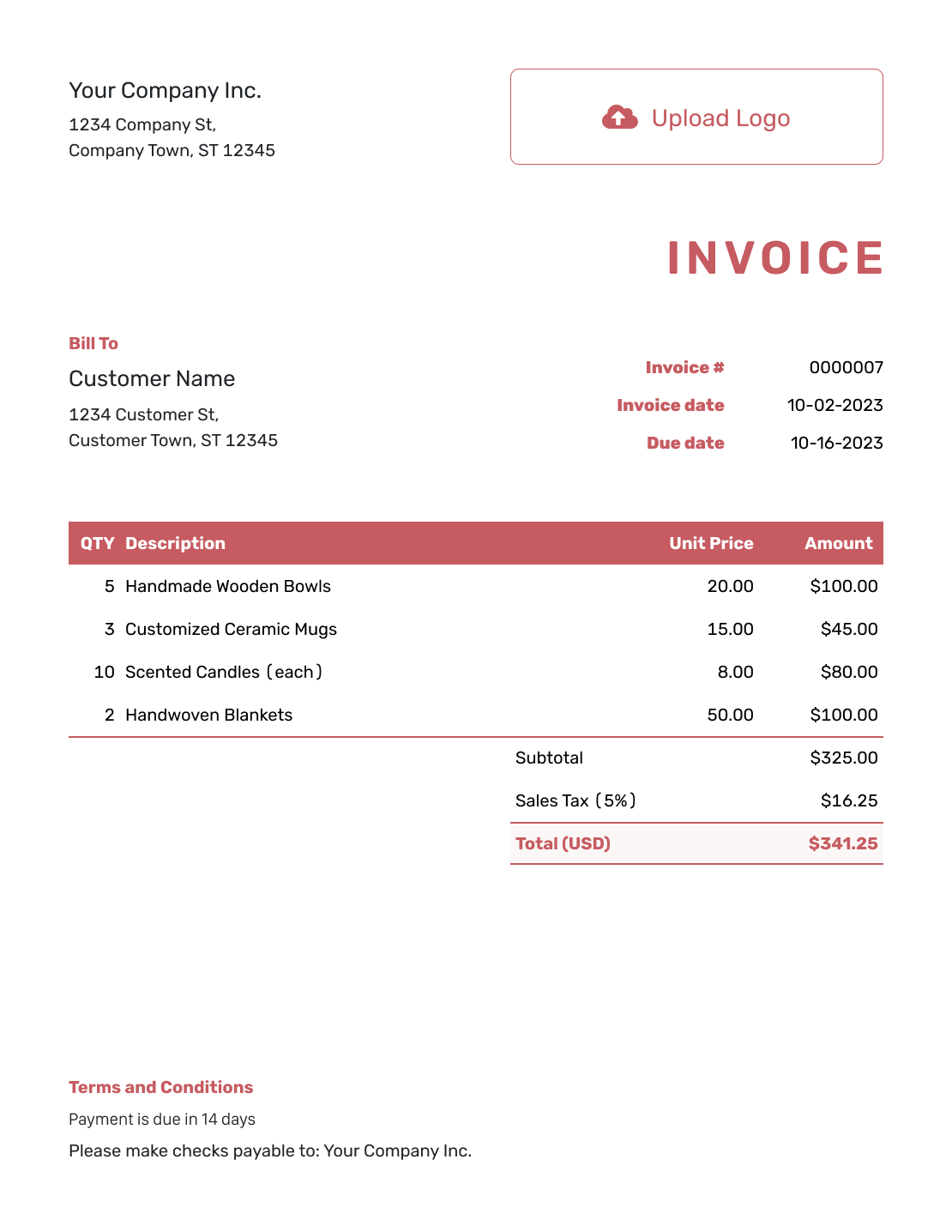 Itemized Small Business Invoice Template
