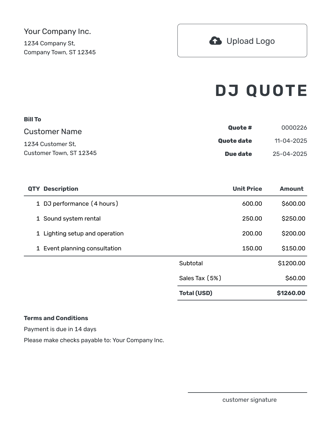 Printable DJ Quote Template