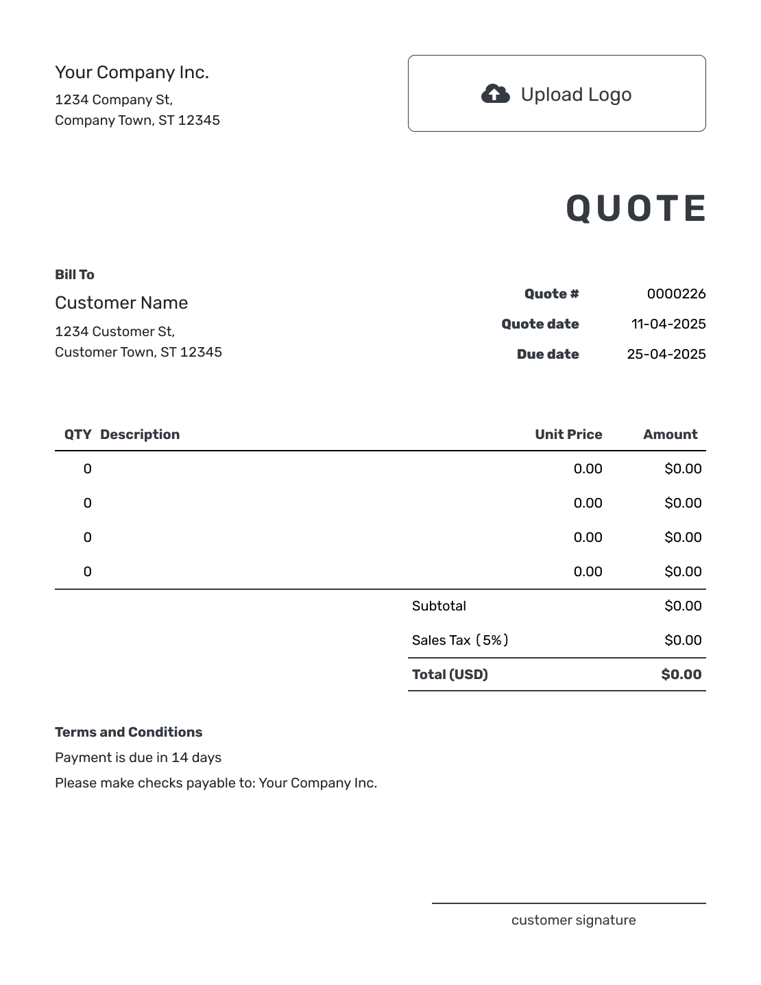 Free Blank Quote Template Docelf