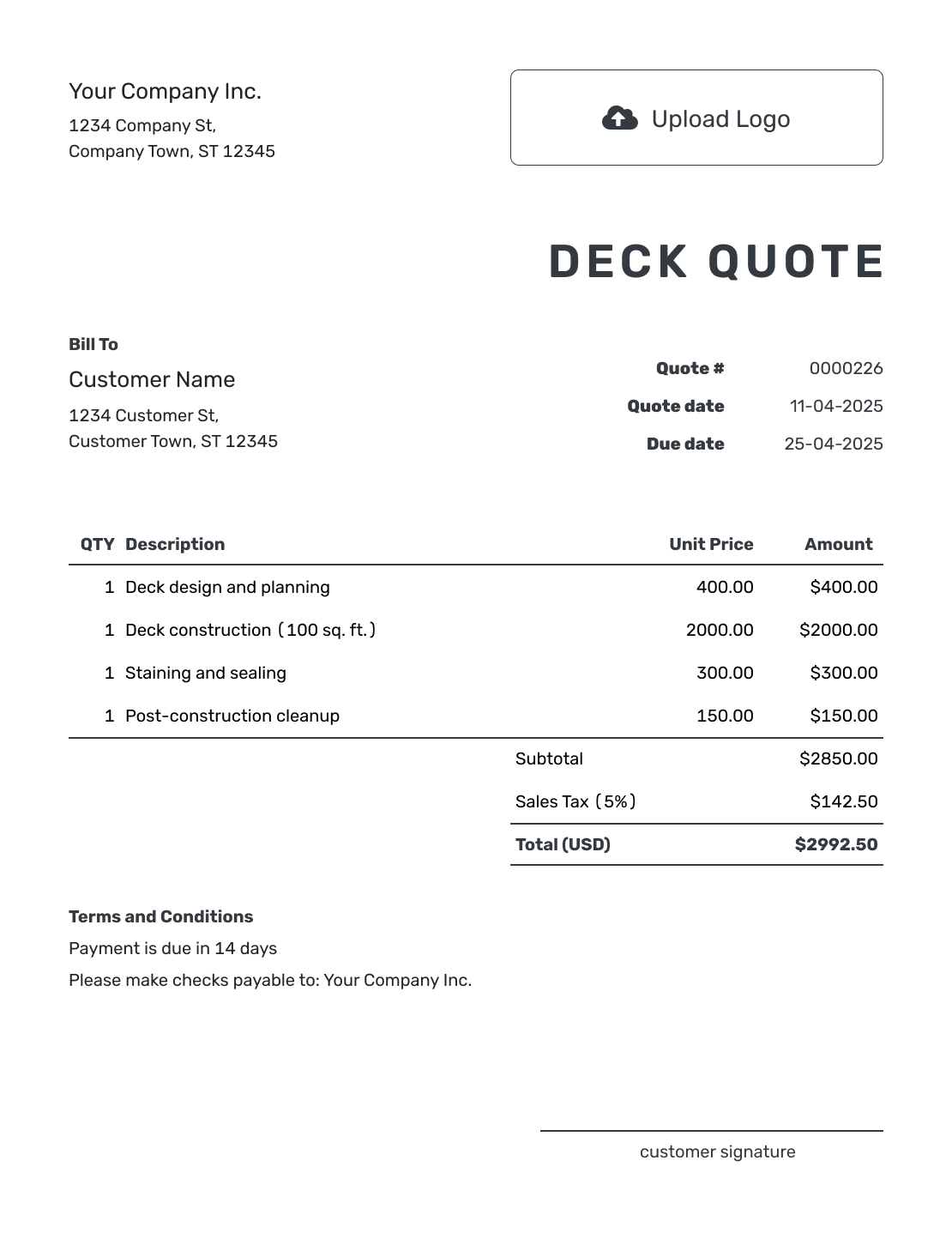 Free Deck Quote Template Docelf