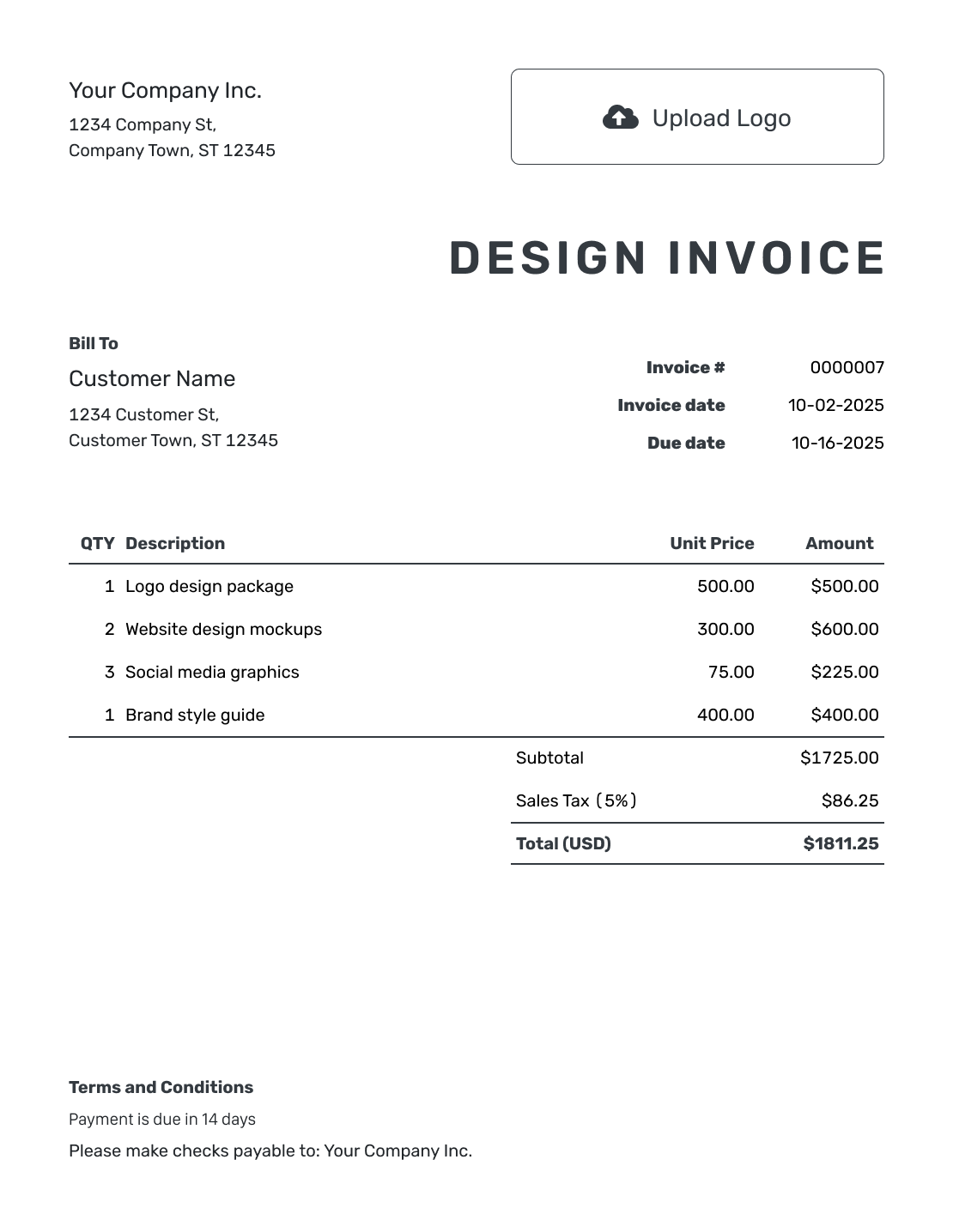 Free Design Invoice Template Docelf