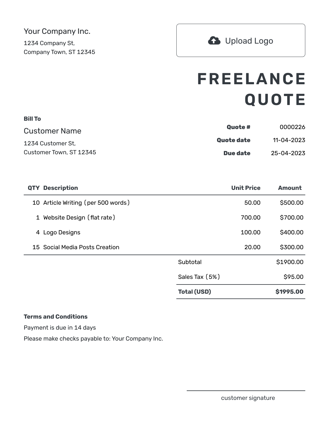 Free Freelance Quote Template Docelf