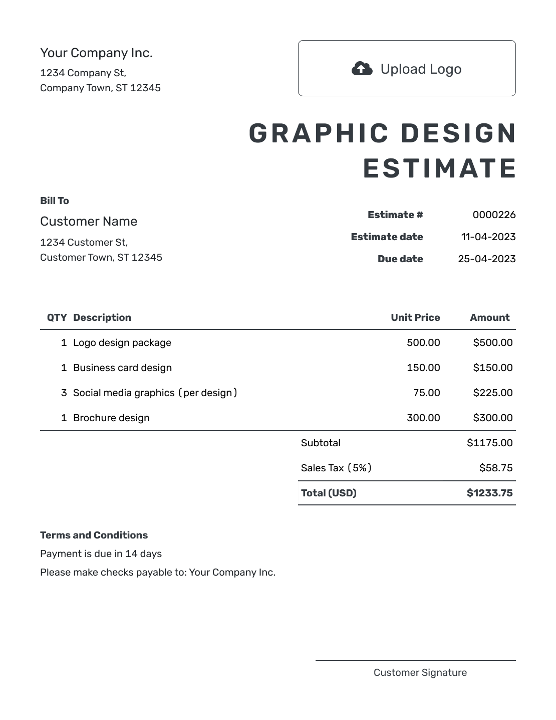 Printable Graphic Design Estimate Template