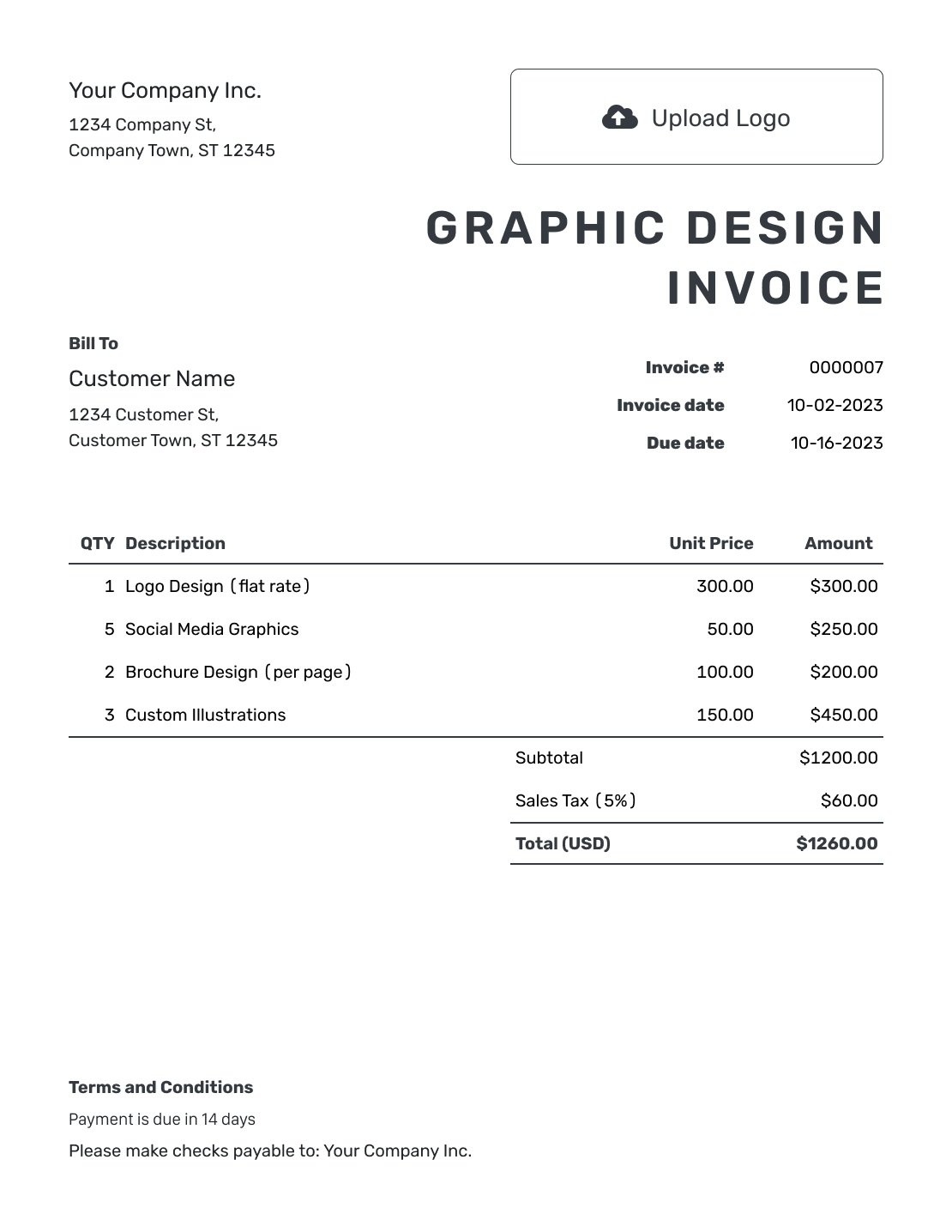 Printable Graphic Design Invoice Template