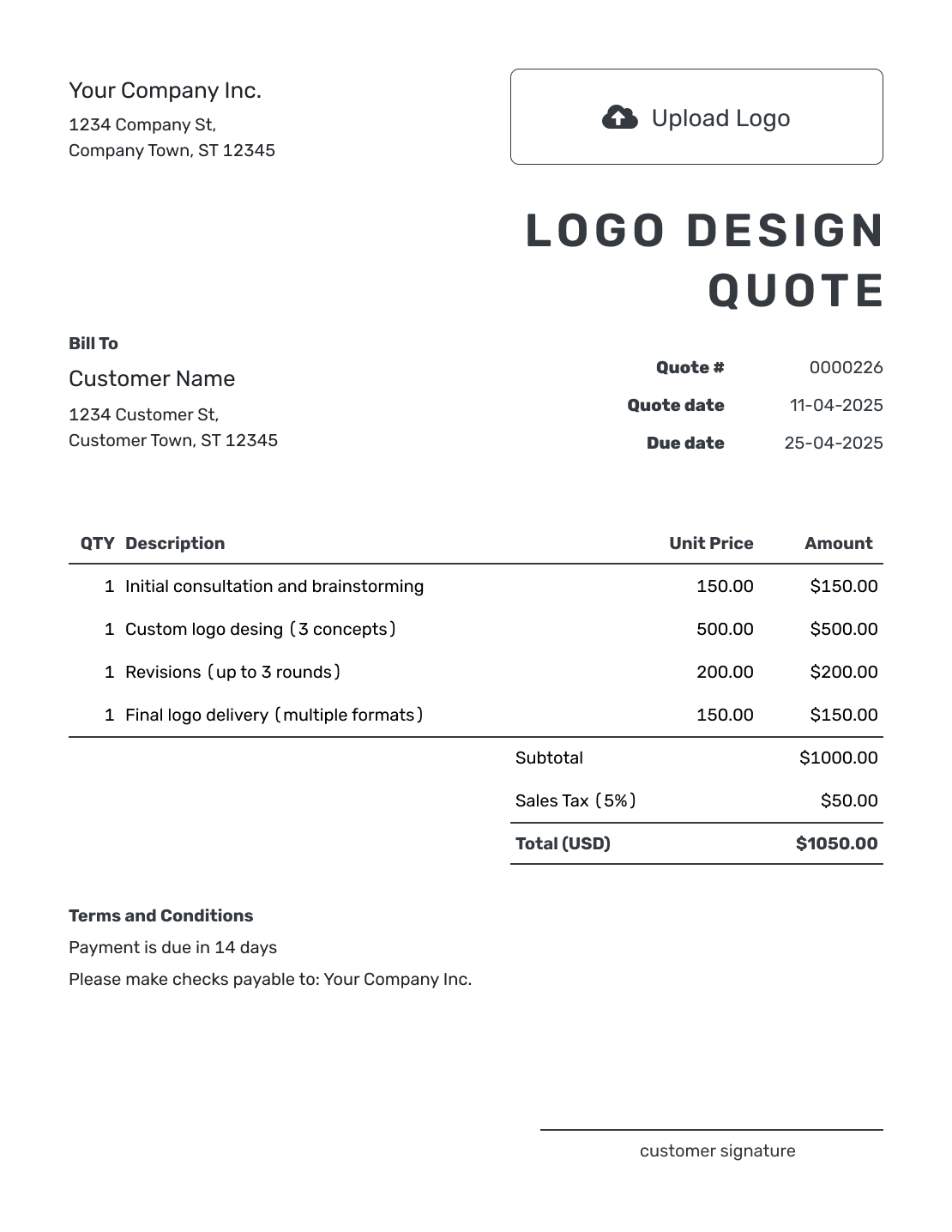 Printable Logo Design Quote Template