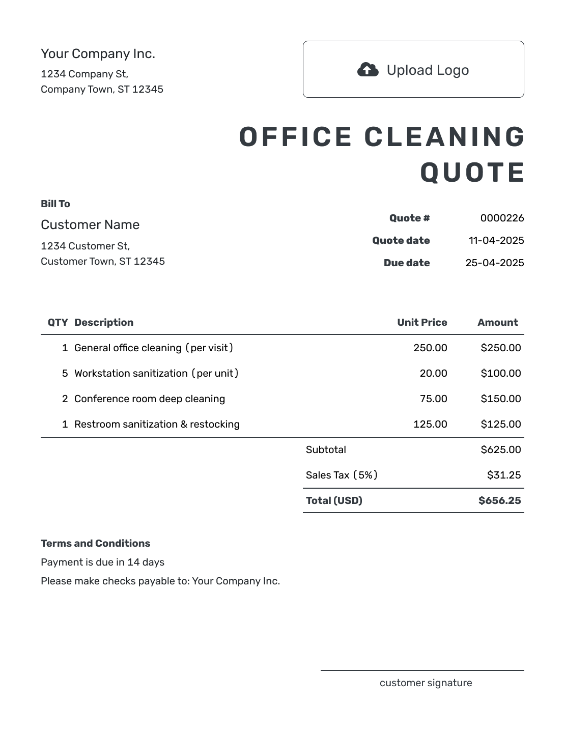 Printable Office Cleaning Quote Template