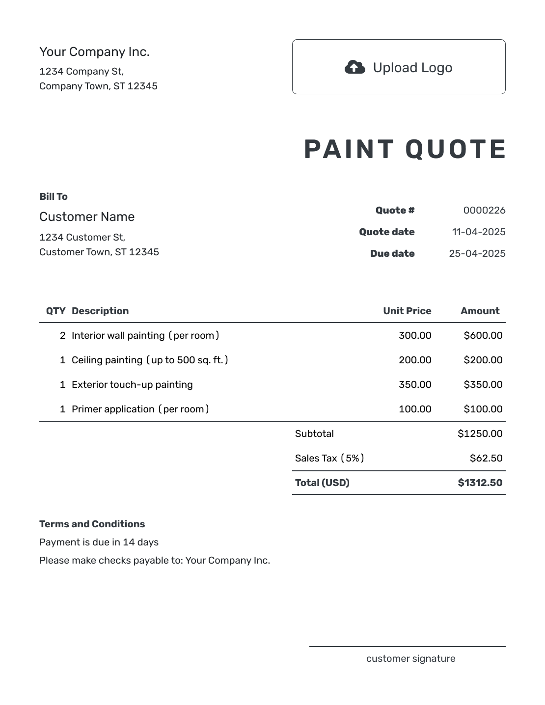 Free Paint Quote Template Docelf