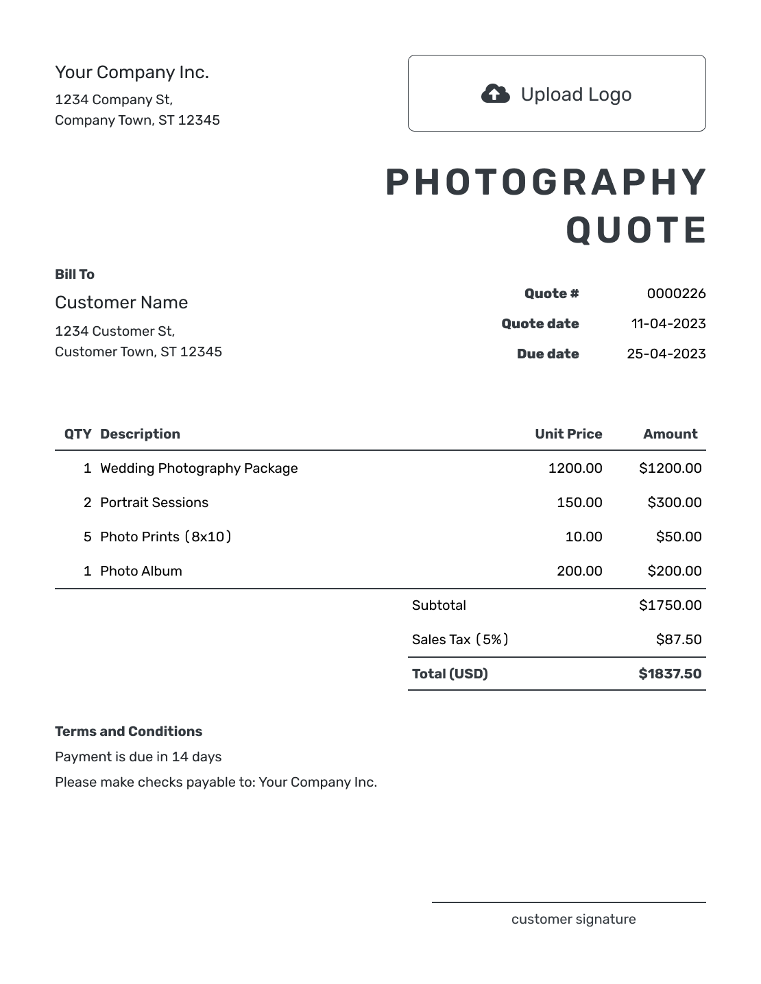 Printable Photography Quote Template