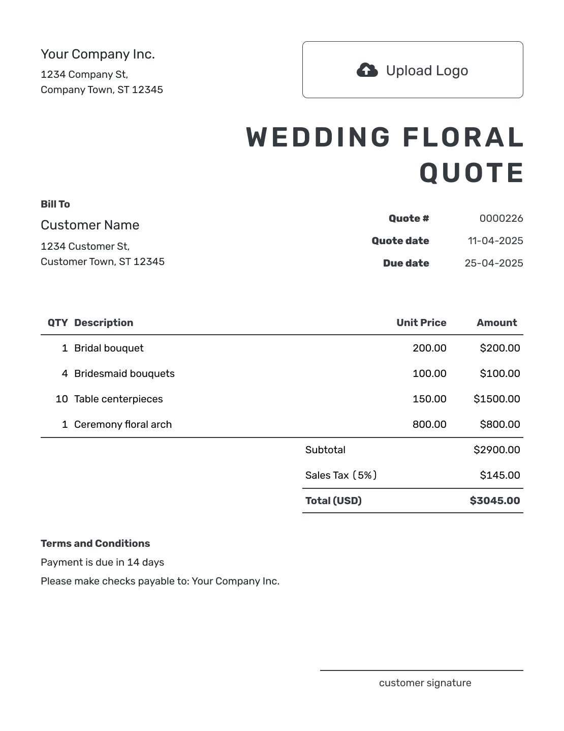 Printable Wedding Floral Quote Template