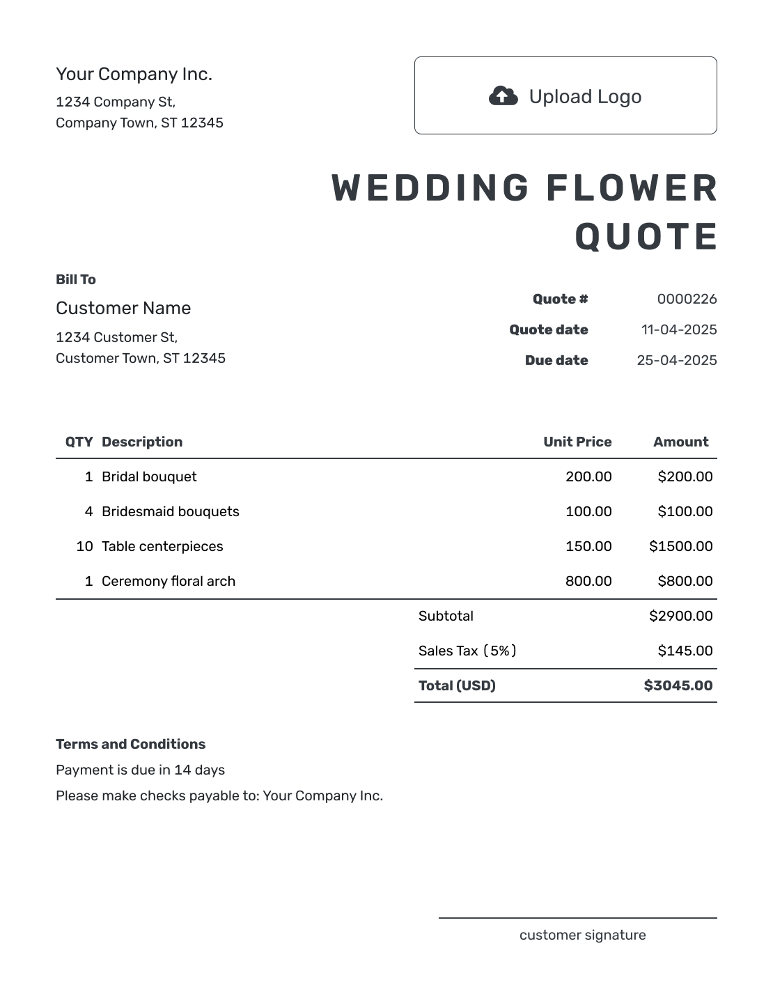 Printable Wedding Flower Quote Template