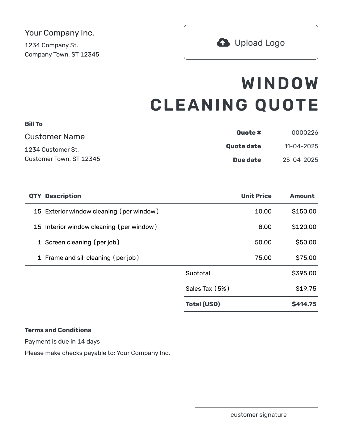 Printable Window Cleaning Quote Template