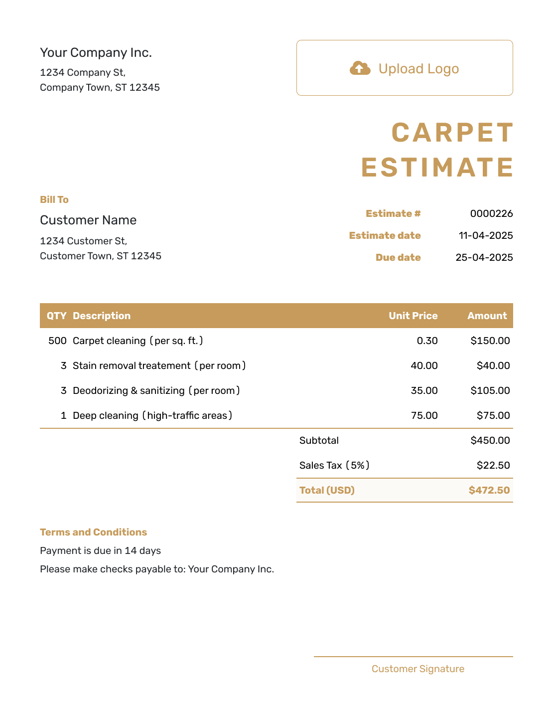 Professional Carpet Estimate Template