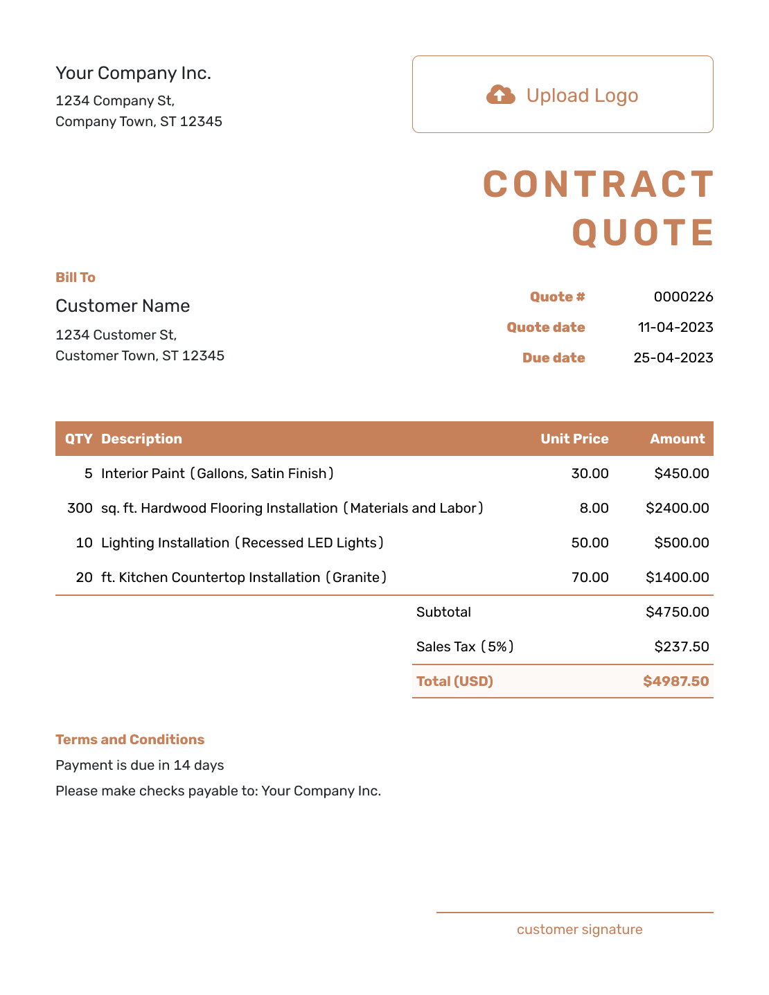 Professional Contract Quote Template