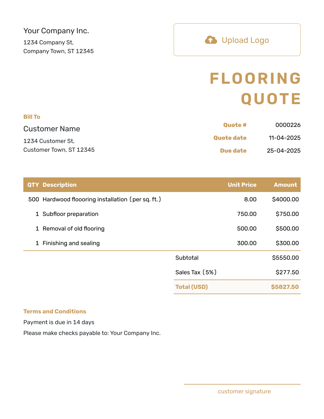 Professional Flooring Quote Template