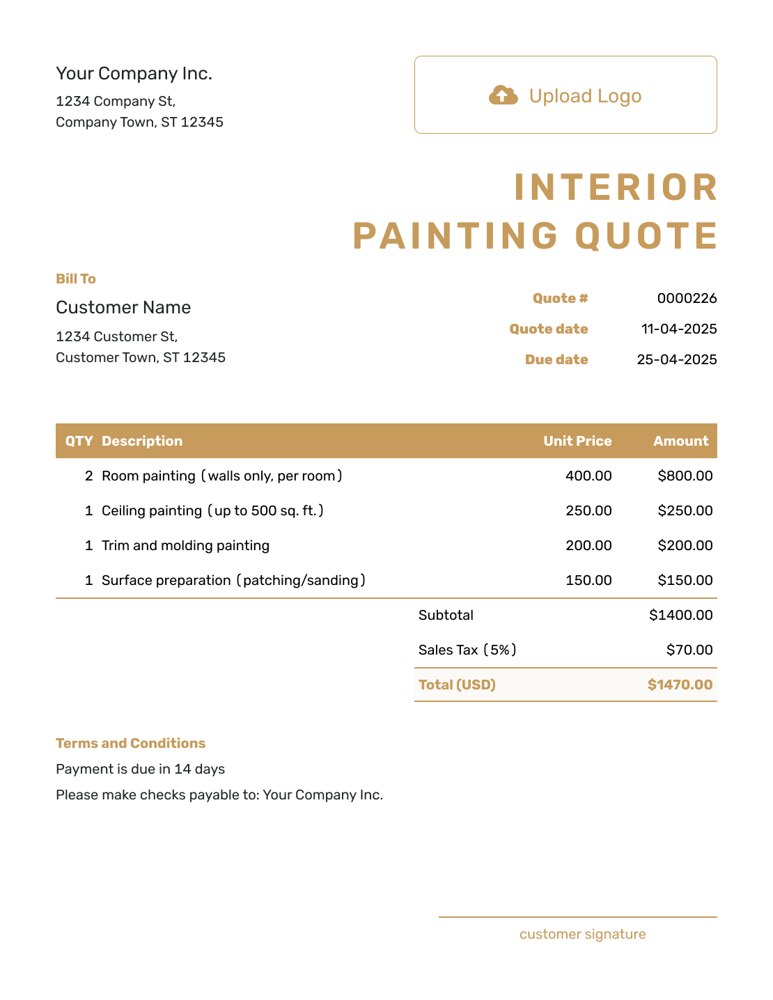 Professional Interior Painting Quote Template