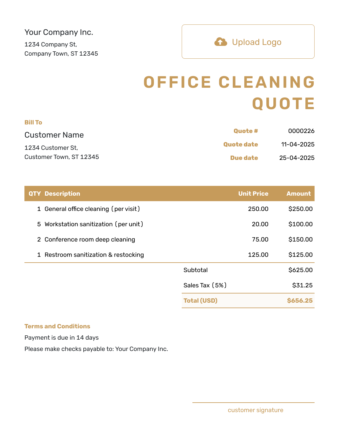 Professional Office Cleaning Quote Template