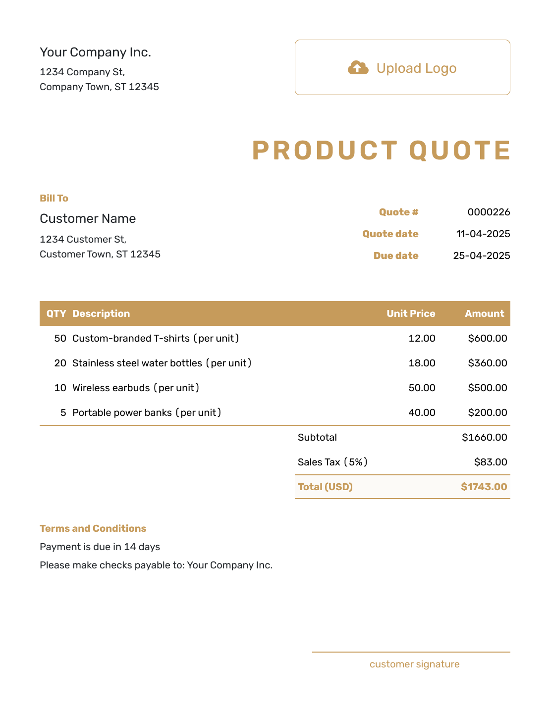 Professional Product Quote Template