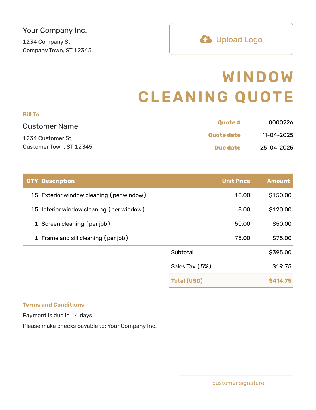 Professional Window Cleaning Quote Template