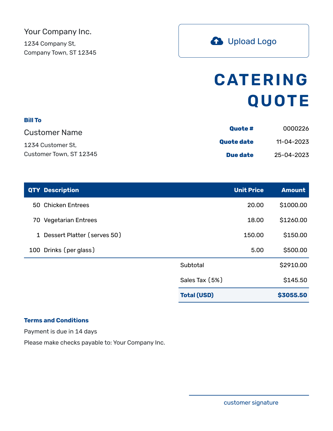 Free Catering Quote Template Docelf