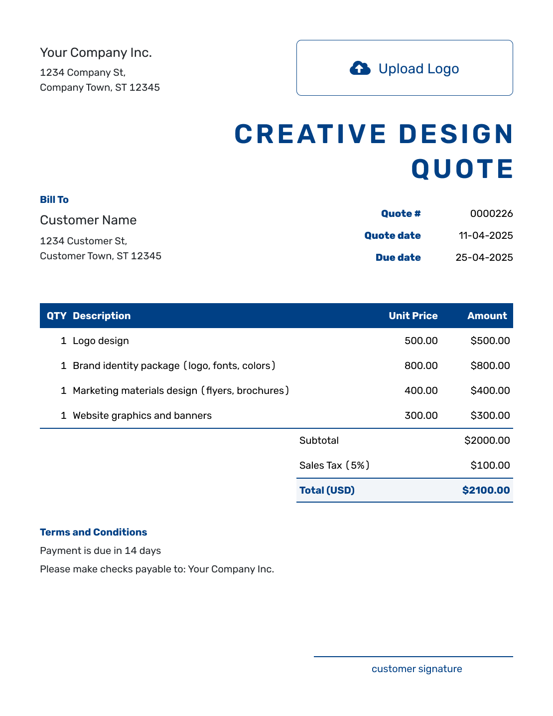 Sample Creative Design Quote Template