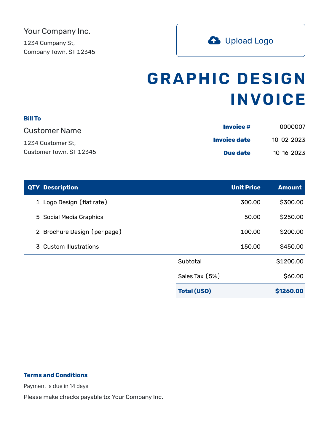 Sample Graphic Design Invoice Template