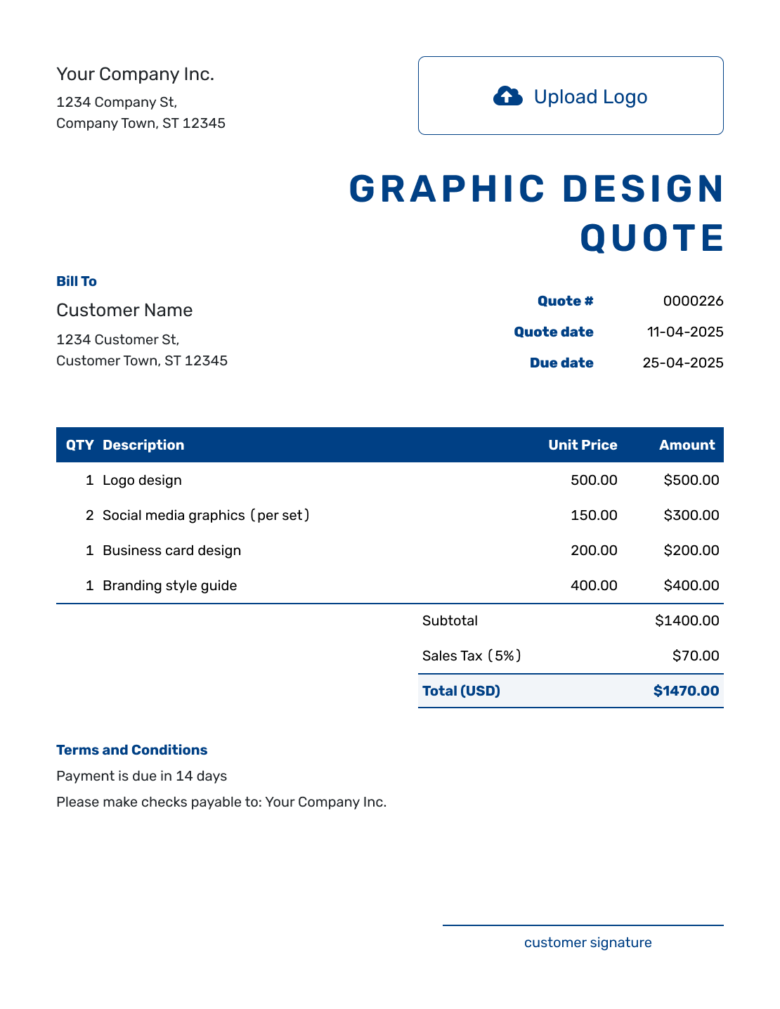 Sample Graphic Design Quote Template