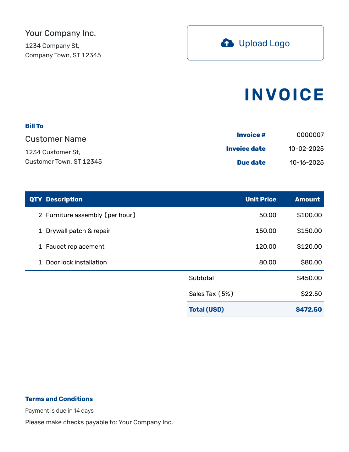 Sample Draft Invoice Template