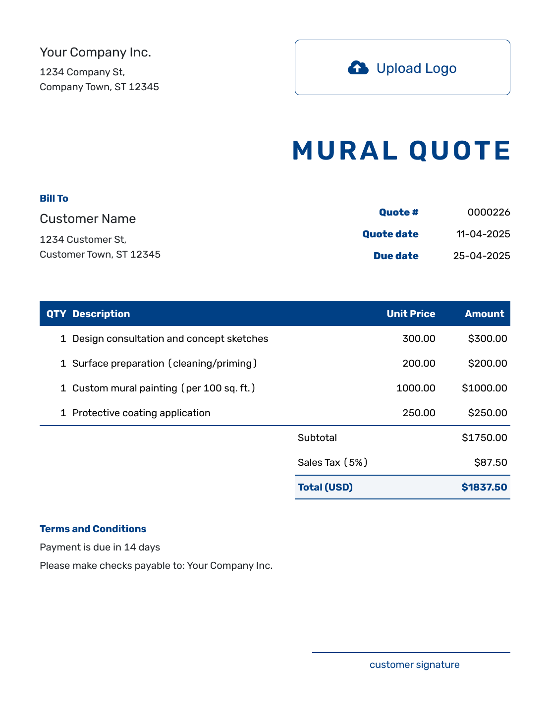 Sample Mural Quote Template