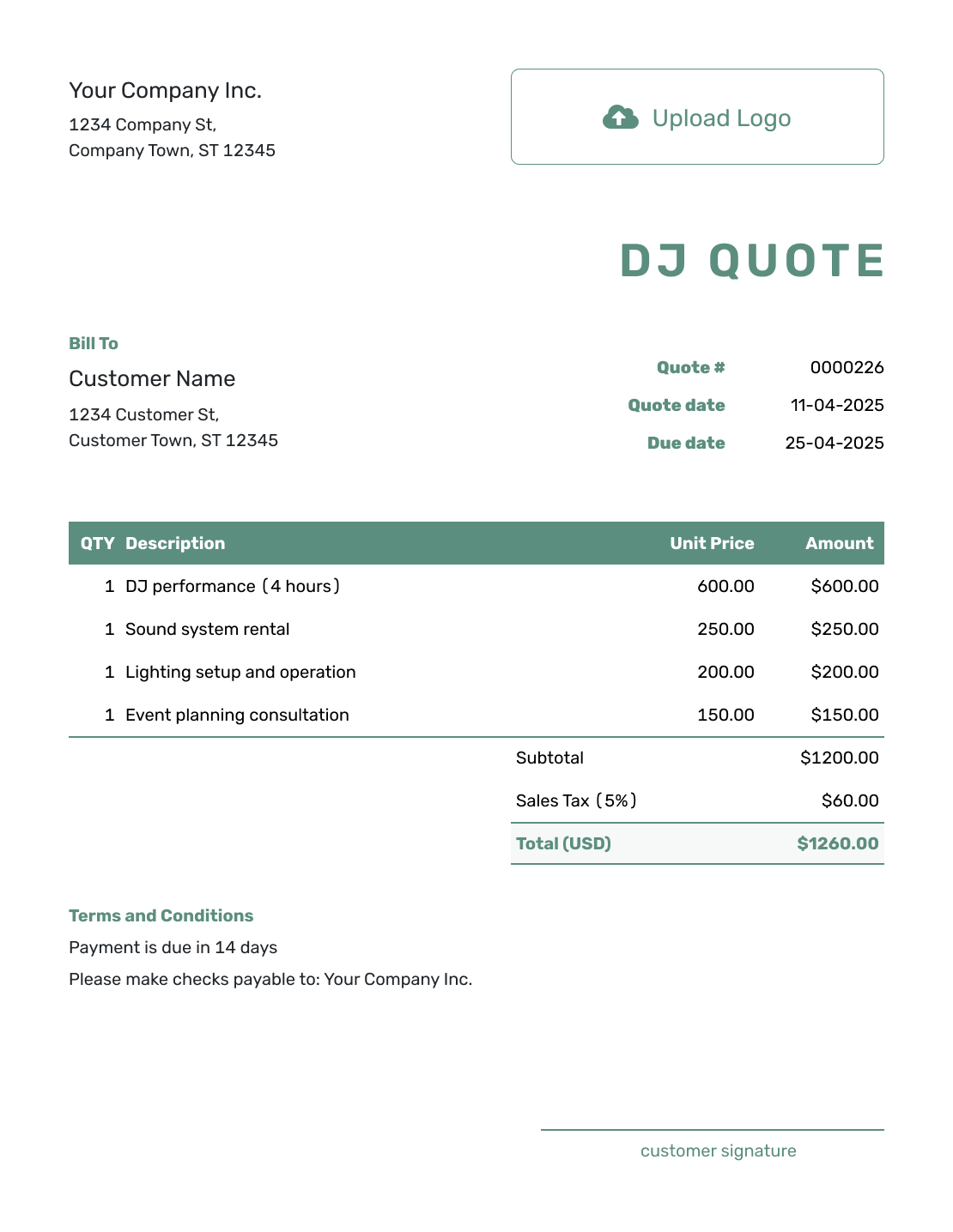 Simple DJ Quote Template