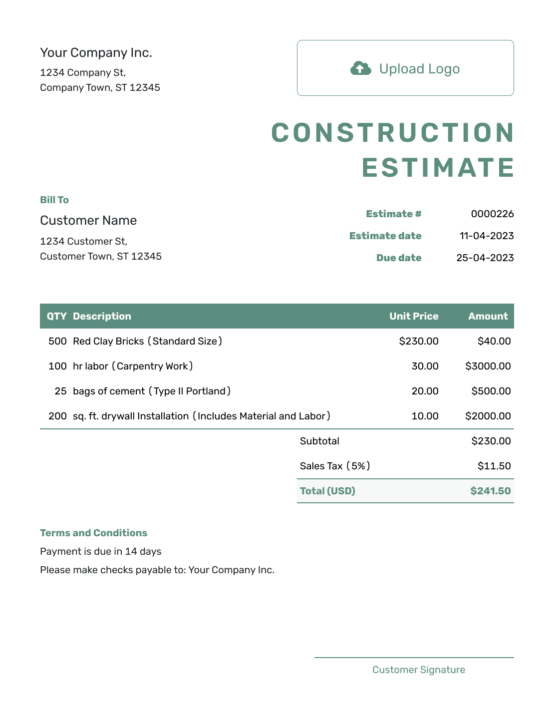Free Construction Estimate Template Docelf Free Construction Estimate Template Docelf