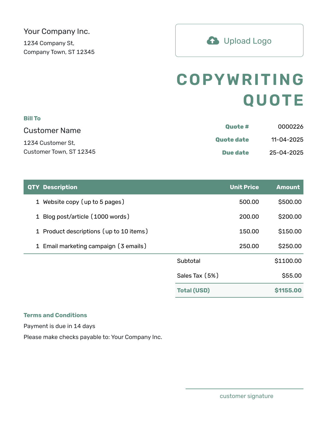 Simple Copywriting Quote Template