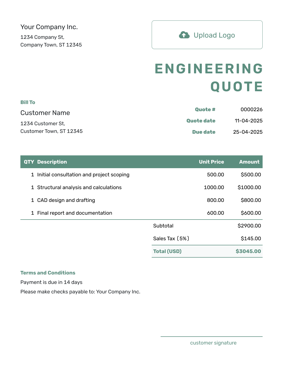 Simple Engineering Quote Template