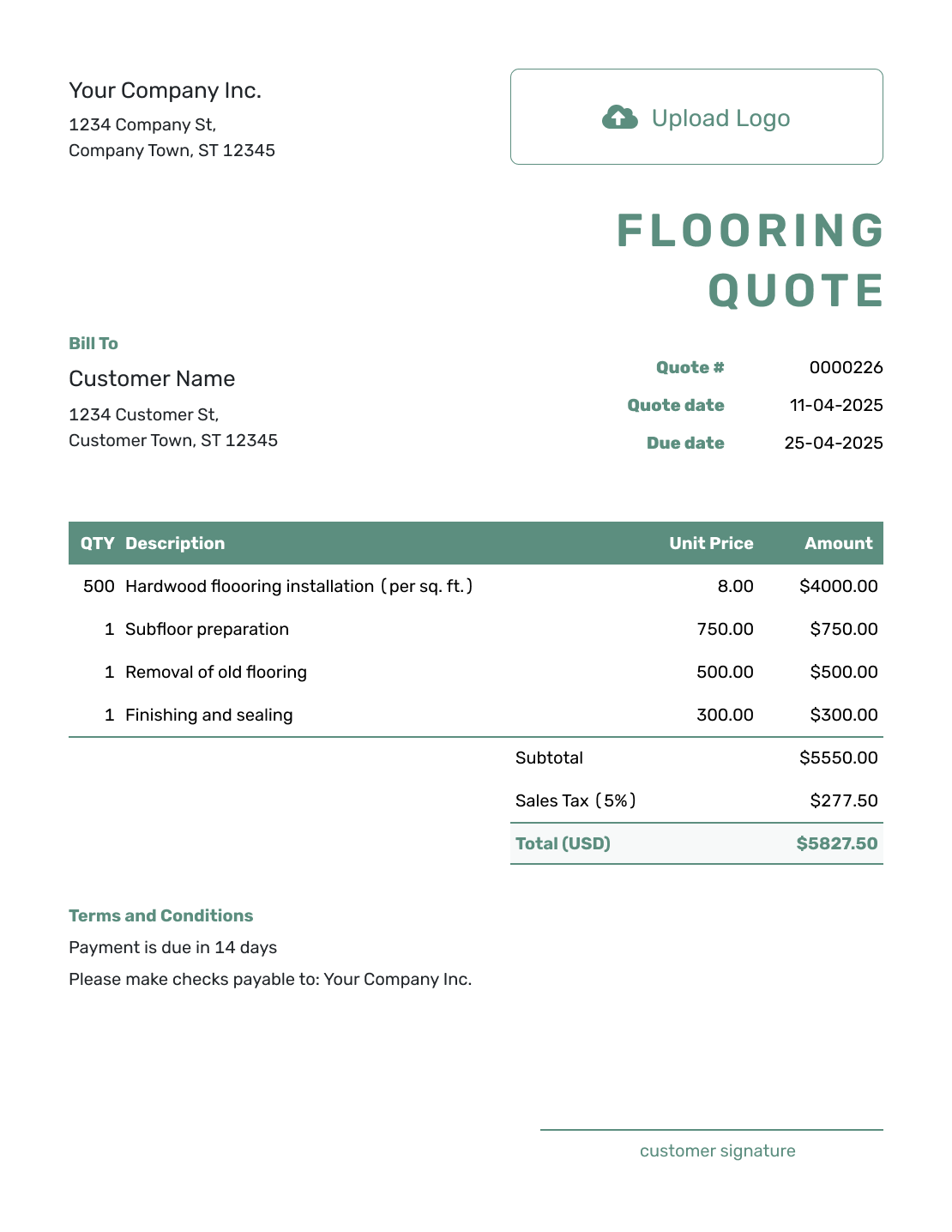 Simple Flooring Quote Template