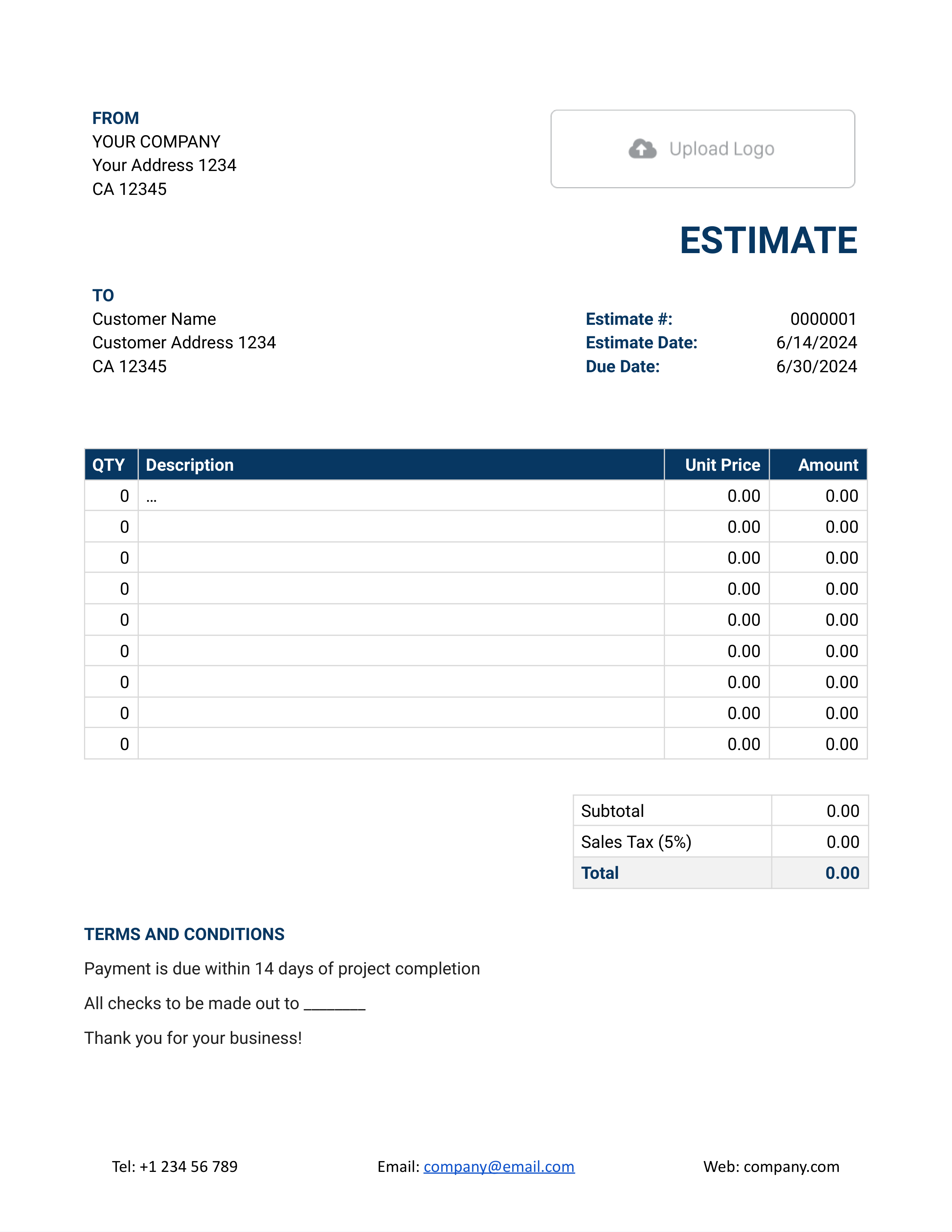 Free Google Docs Estimate Template