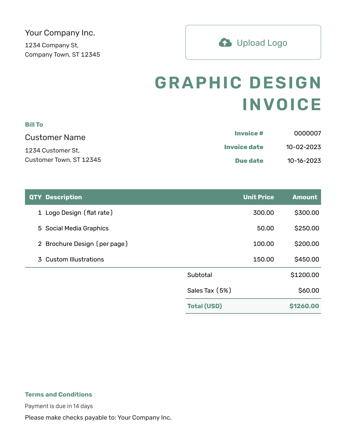 Simple Graphic Design Invoice Template