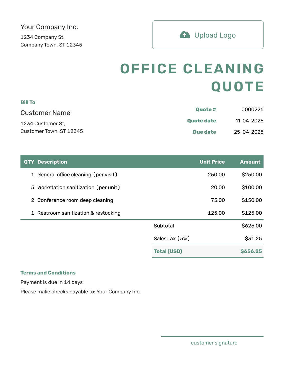 Simple Office Cleaning Quote Template