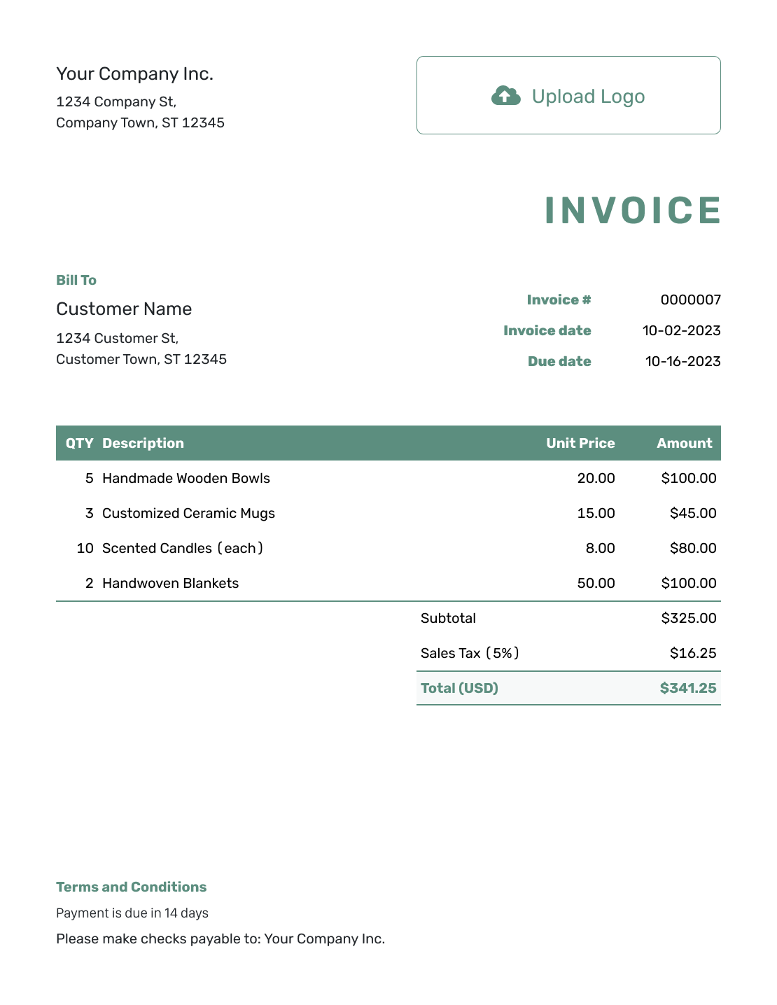 Simple Small Business Invoice Template