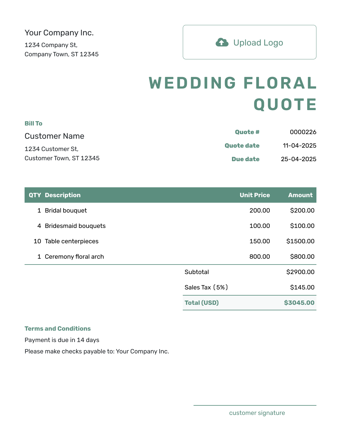 Simple Wedding Floral Quote Template