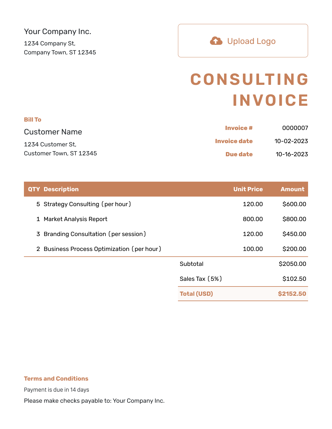 Standard Consulting Invoice Template