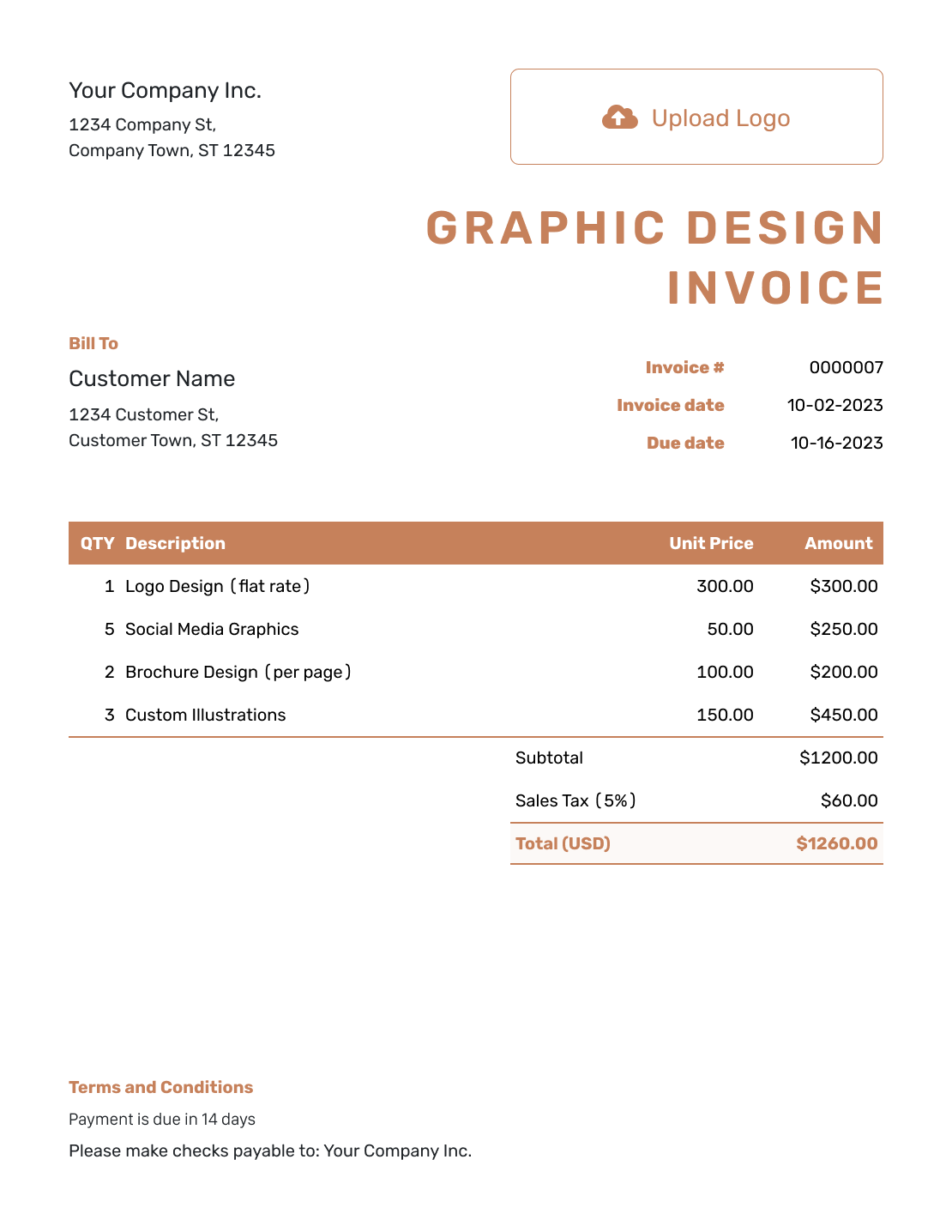 Standard Graphic Design Invoice Template