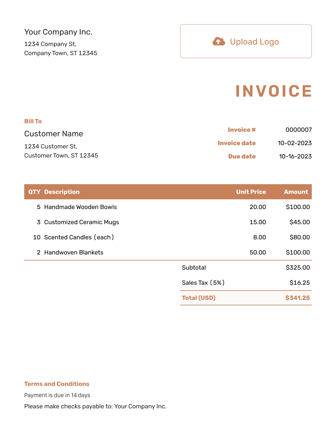 Standard Small Business Invoice Template