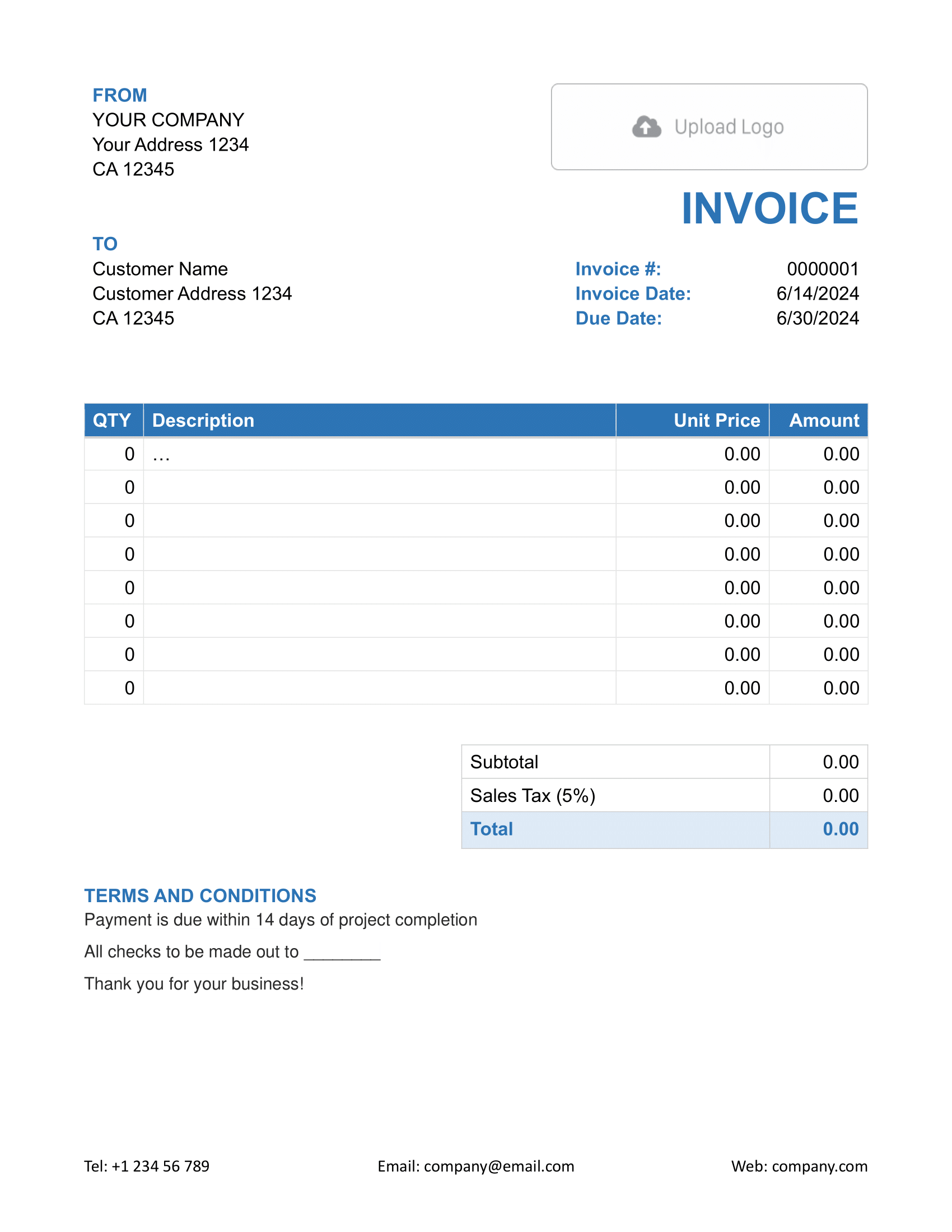 Basic Word Invoice Template