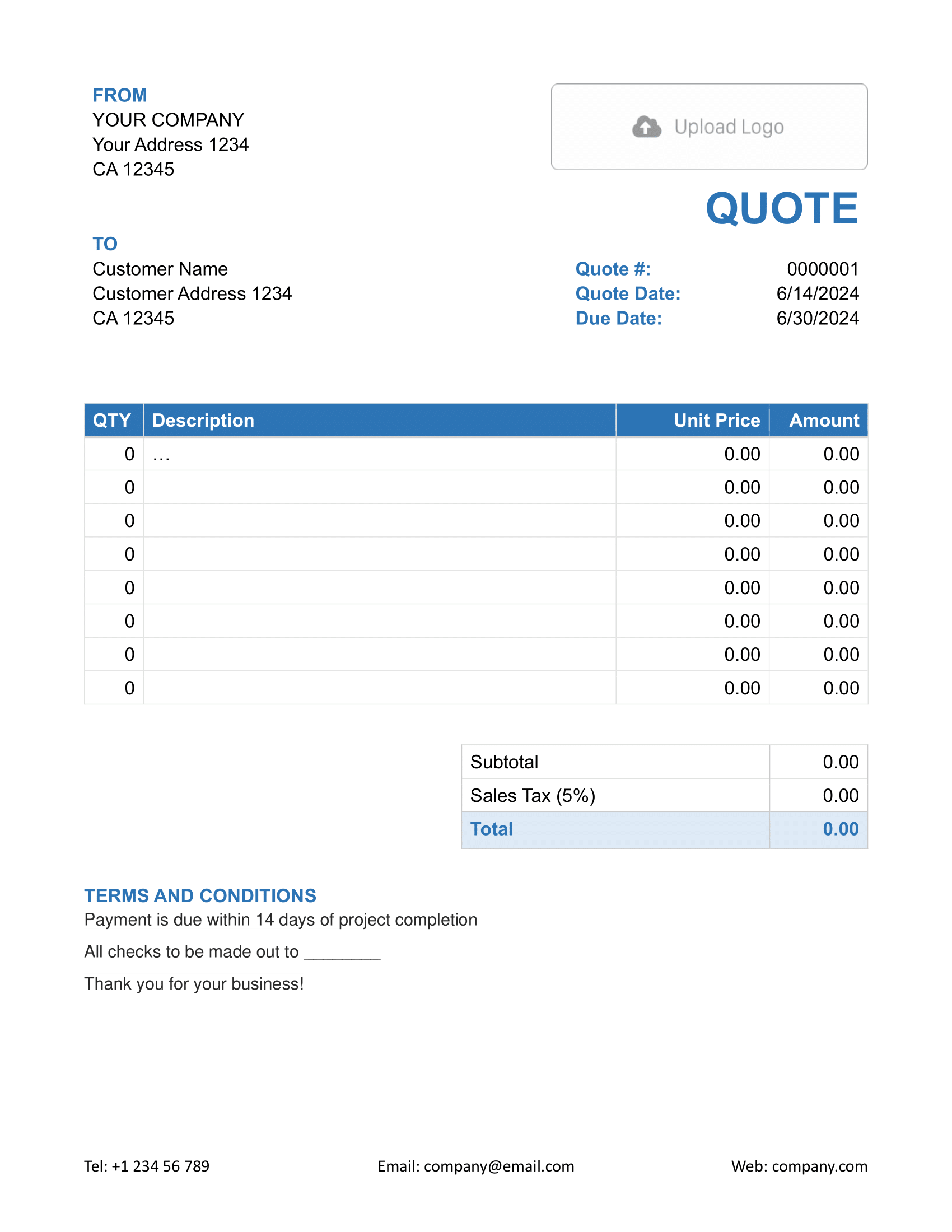 Basic Word Quote Template