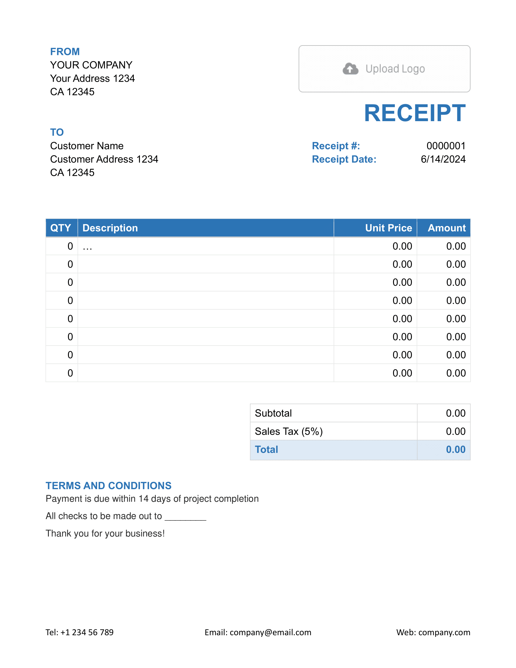 Basic Word Receipt Template