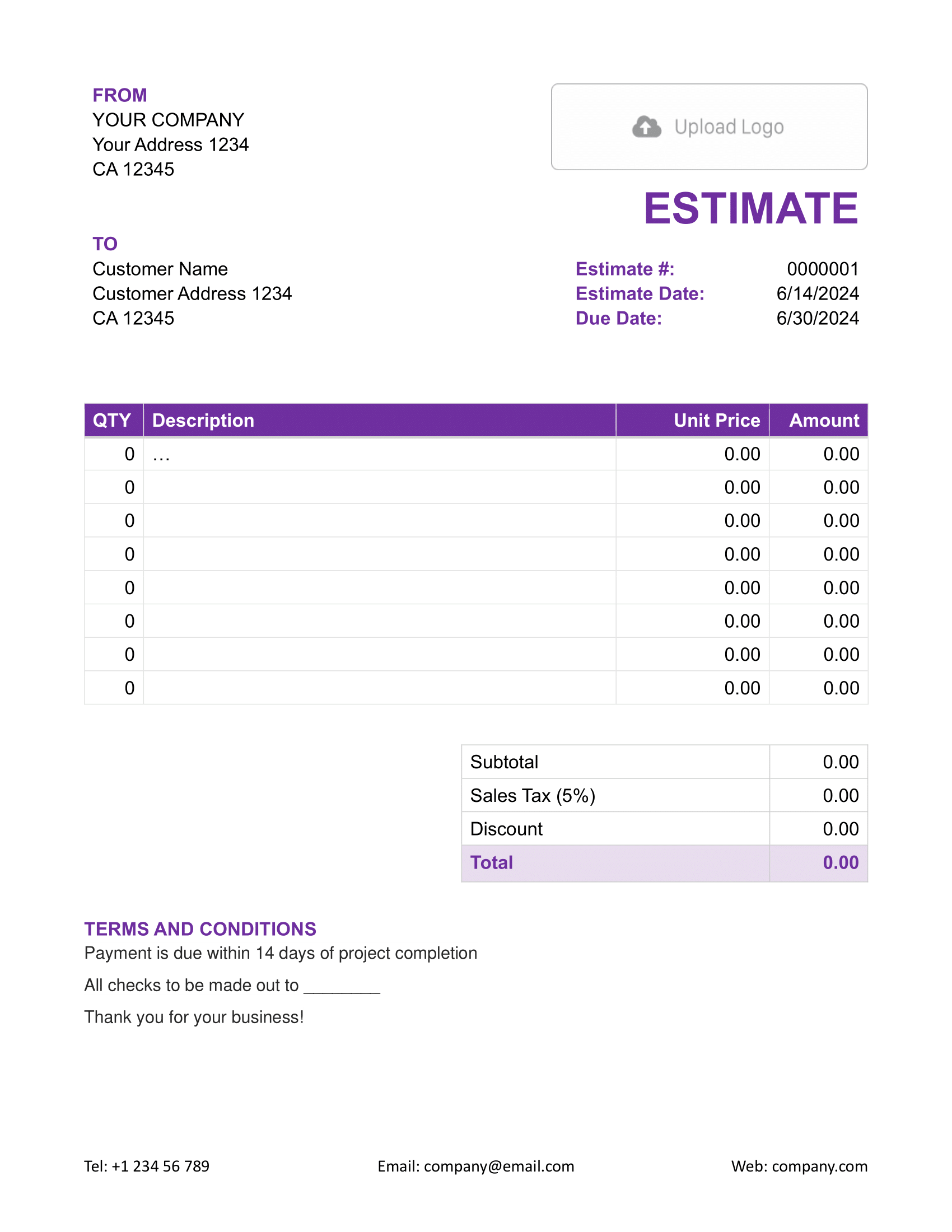 Word Estimate Template with Discount