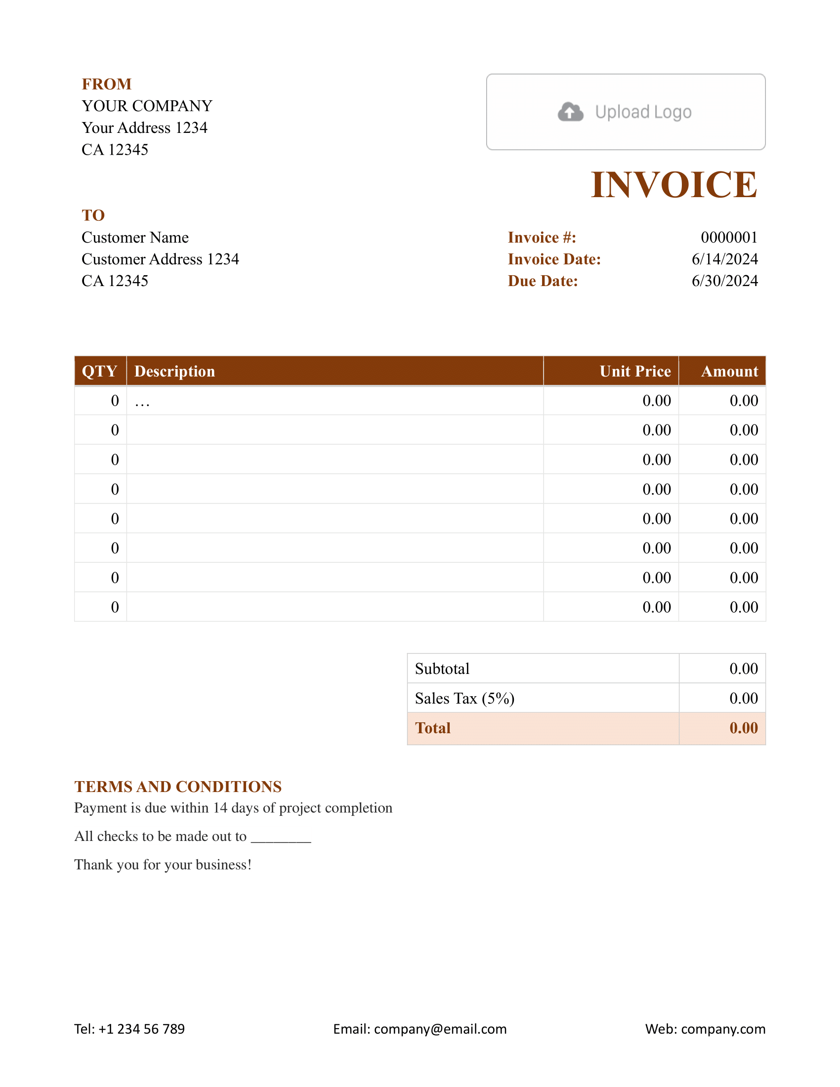 Hourly Word Invoice Template