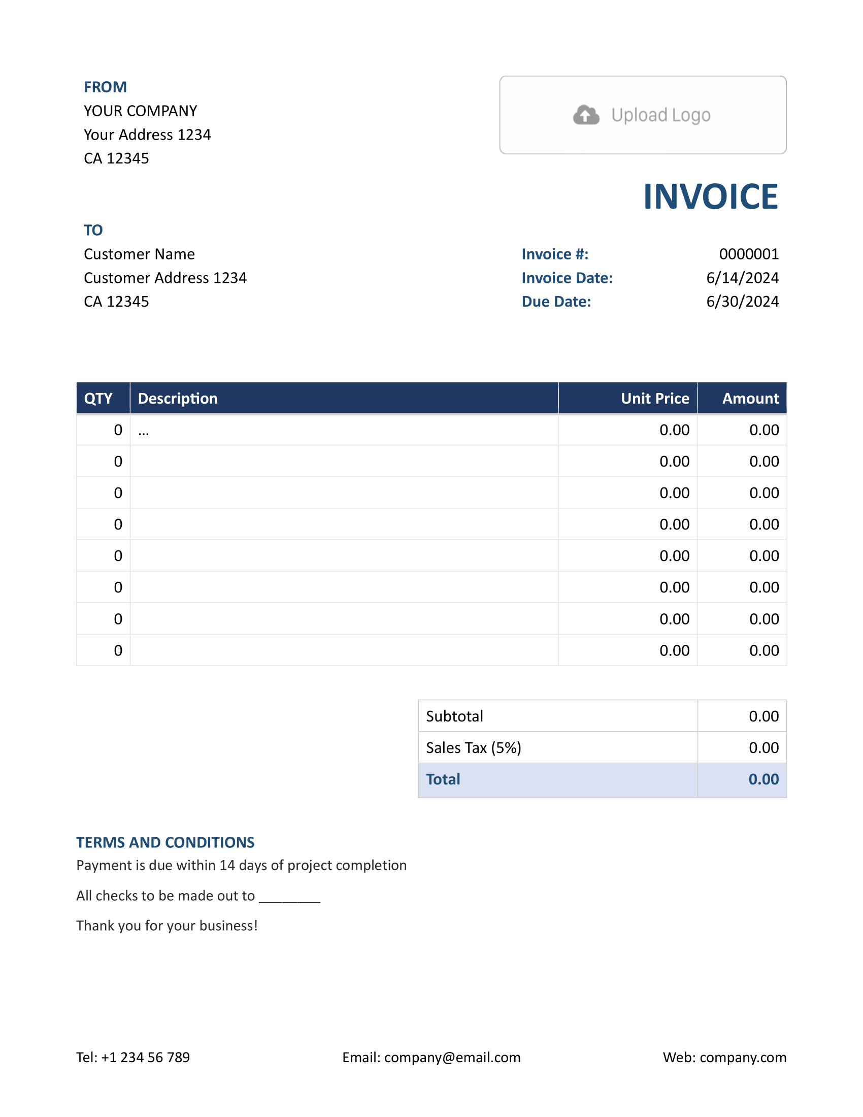 Itemized Word Invoice Template